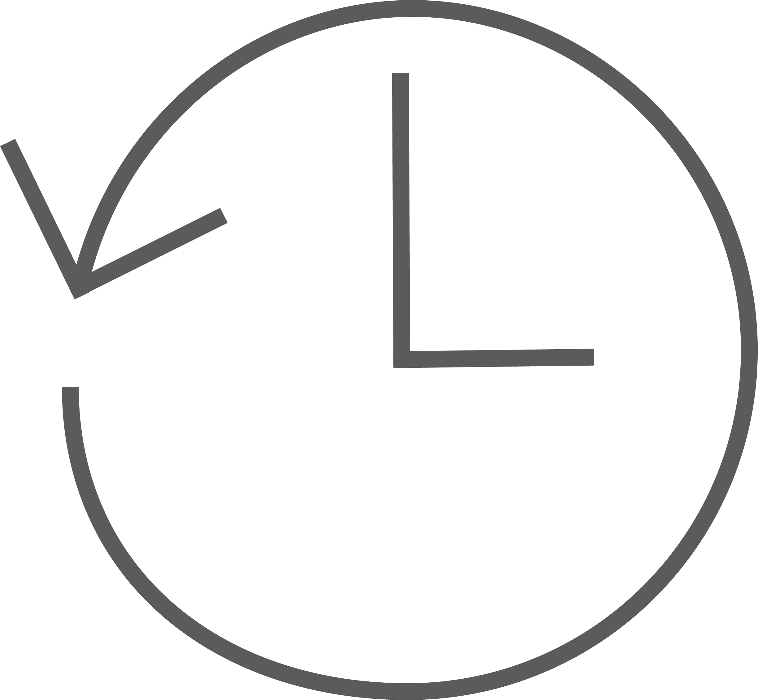 A clock with an arrow sticking out of the outer ring