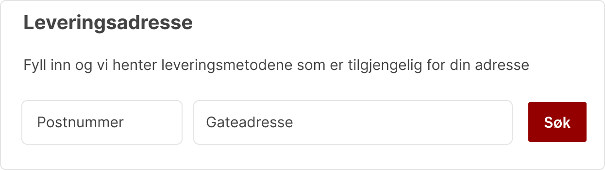 Skjema for innfylling av leveringsadresse