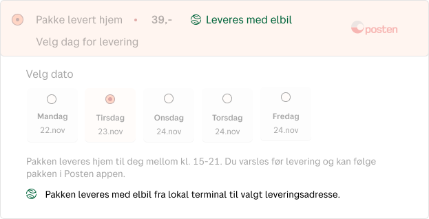 Leveringsalternativ med miljøikon