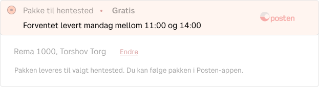 Leveringsalternativ presentert med estimert leveringstid